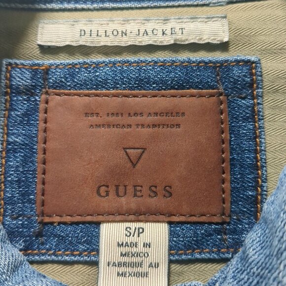 Guess Small Dillon Distressed Ripped Denim Blue Jean Jacket Medium Wash Adult - Picture 12 of 14